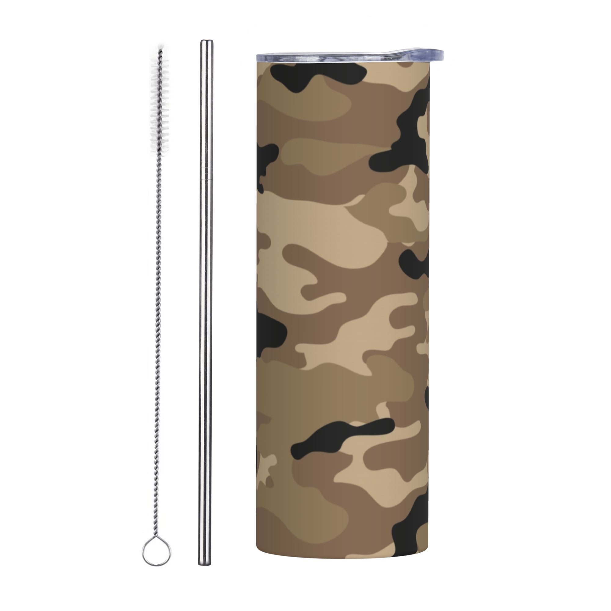 Stainless Steel Straw - Tumbler Isolato con Motivo Mimetico Woodland