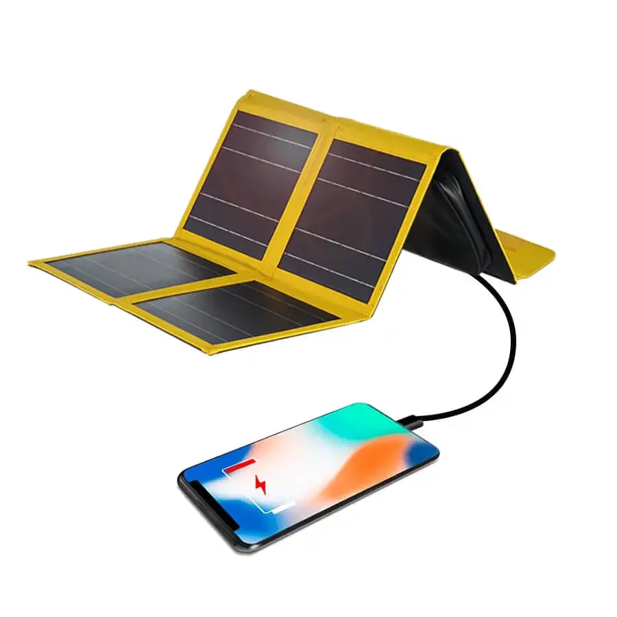 Solar Charger Panel Foldable - Caricabatterie Solare Portatile Pieghevole per Telefono,