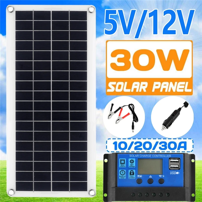 Solar Charger Panel Foldable - Kit pannello solare 30W 12V Celle