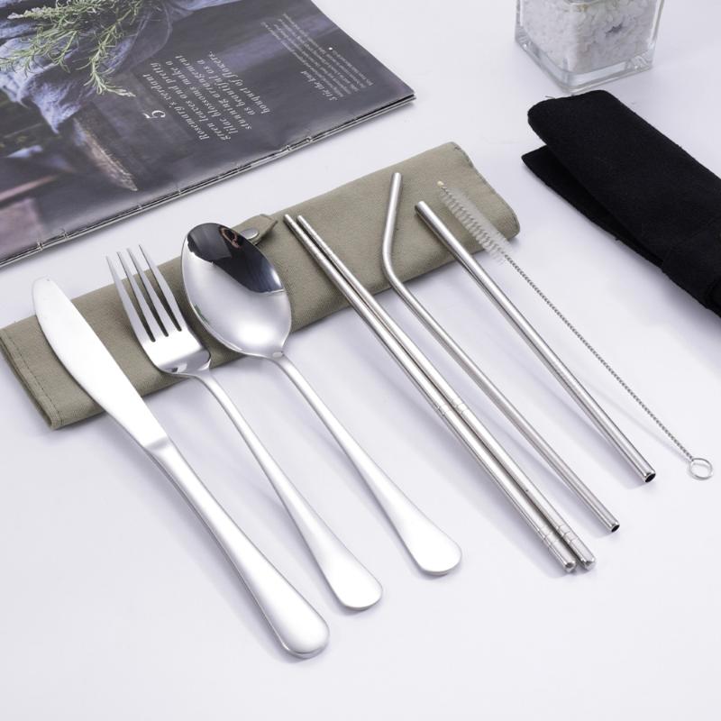 Stainless Steel Straw - Set di posate da viaggio 8