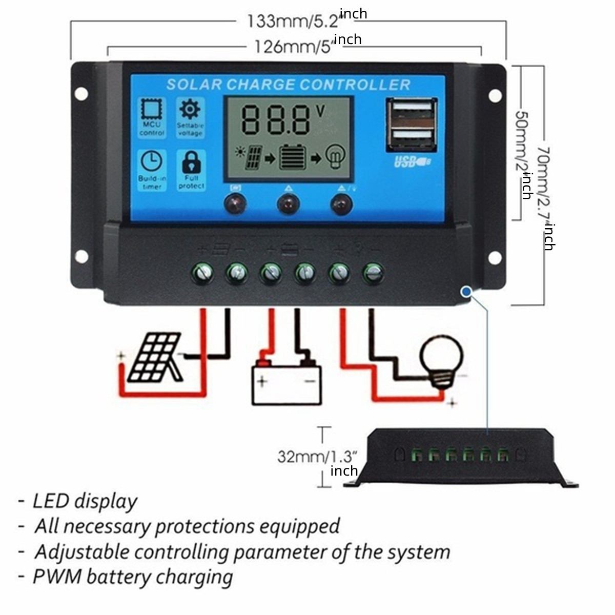 10/20/30/40/50/60/100A PWM reg - Solar Charger Panel Foldable recensione e prezzo